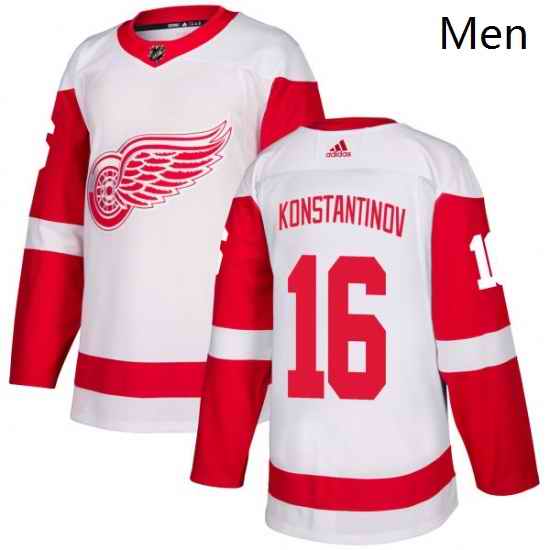 Mens Adidas Detroit Red Wings 16 Vladimir Konstantinov Authentic White Away NHL Jersey